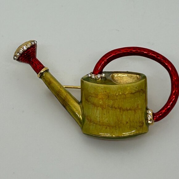 Metropolitan Museum of Art Brooch, inspired by Faberge's Watering Can Red Handle - Picture 1 of 15